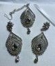 Parure Indienne Argentée à Strass – Collier, Boucles d'Oreilles et Tikka