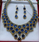 Parure Dorée à Pierres Bleu Roi – Collier et Boucles d'Oreilles Élégants