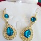 Boucles d'oreilles doré strass bleu turquoise mariage